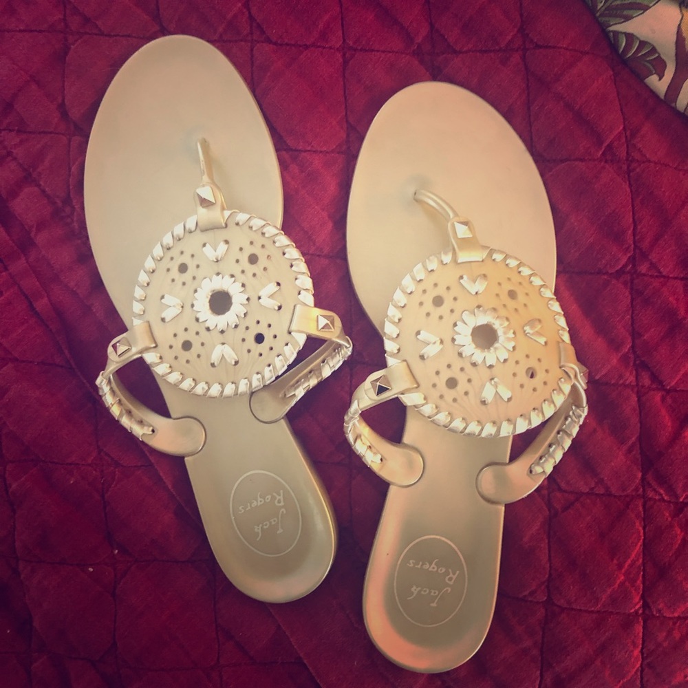 Jack Rogers Gold Plastic Sandals - Size 10
